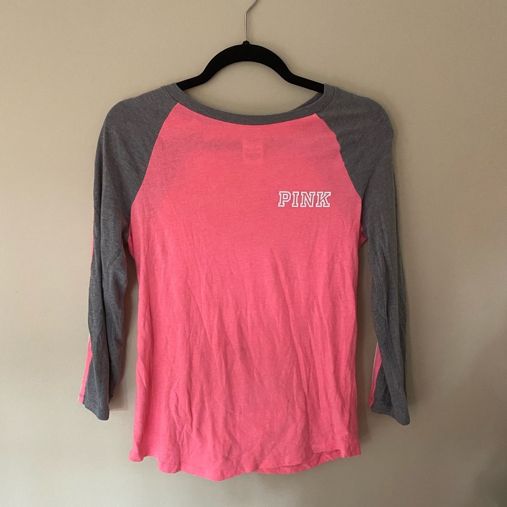 Pink Long Sleeve Gray and Pink Shirt